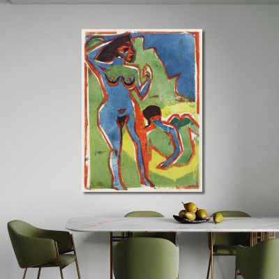 Bathing Women Moritzburg 1910 By Ernst Ludwig Kirchner elk8 canvas print 