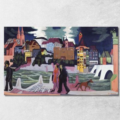 View Of Basel And The Rhine 19271928 Ernst Ludwig Kirchner elk42 canvas print 