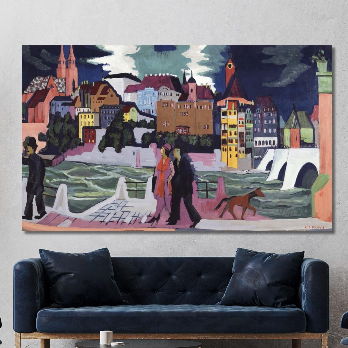 View Of Basel And The Rhine 19271928 Ernst Ludwig Kirchner elk42 canvas print 