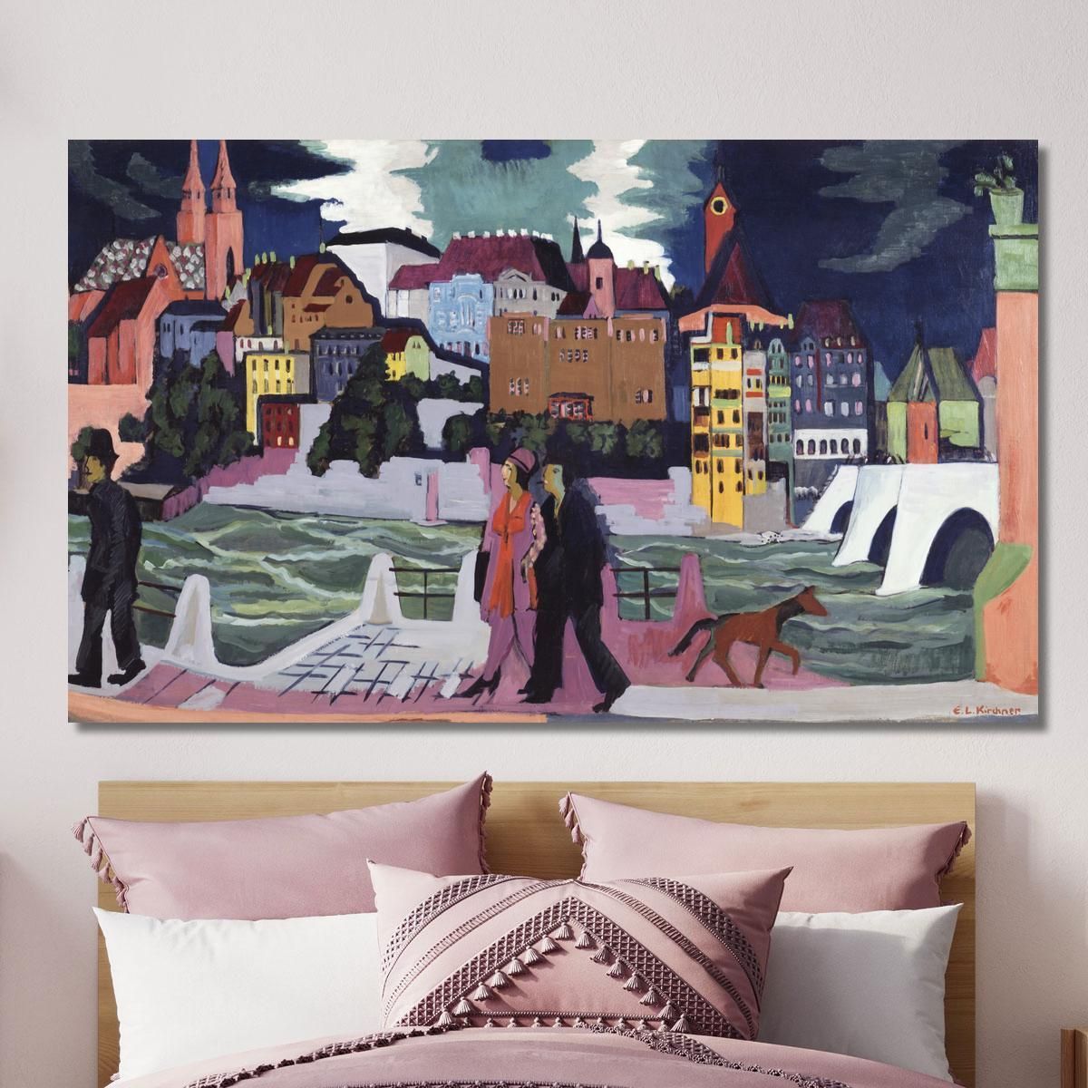 View Of Basel And The Rhine 19271928 Ernst Ludwig Kirchner elk42 canvas print 