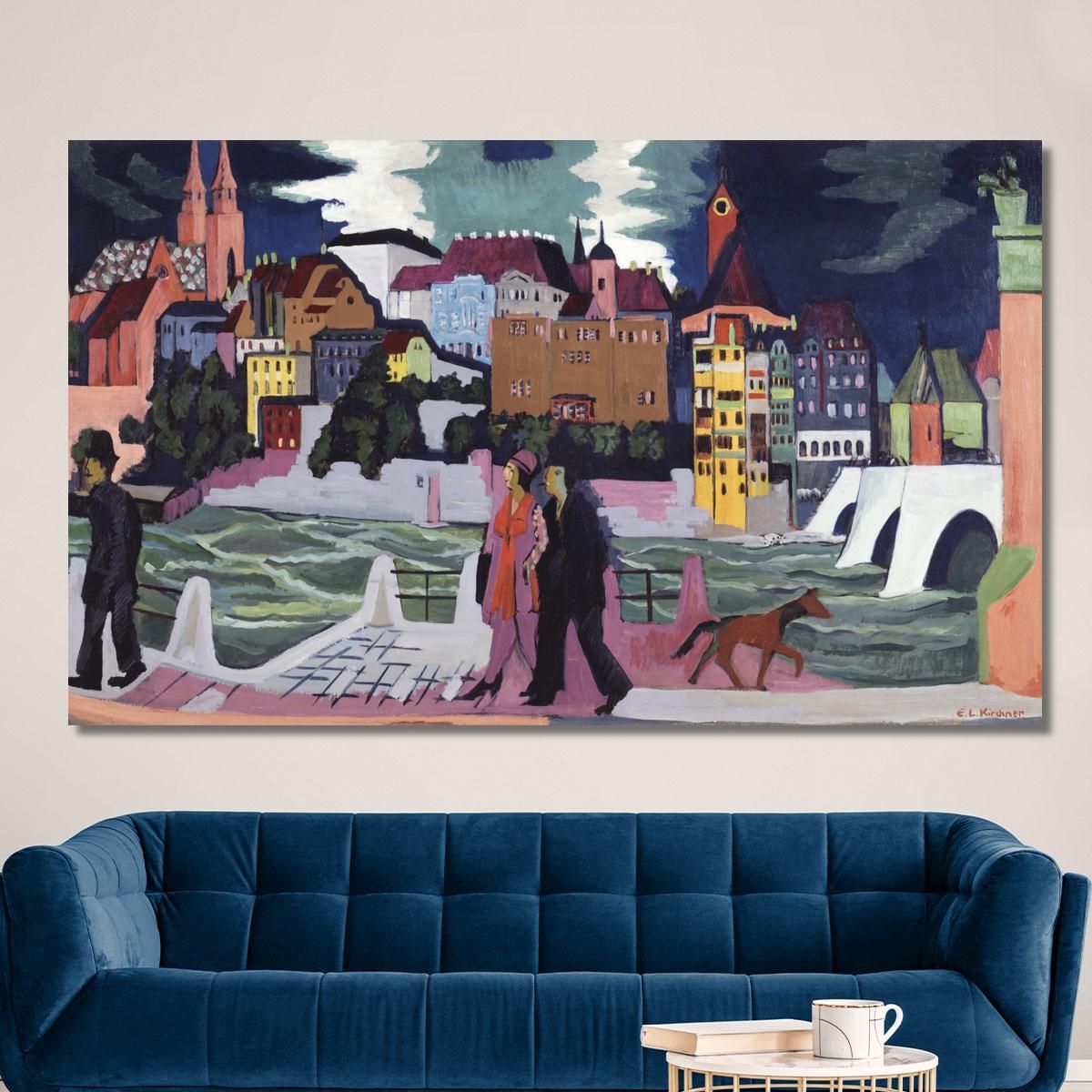 View Of Basel And The Rhine 19271928 Ernst Ludwig Kirchner elk42 canvas print 