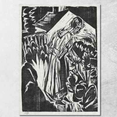Woman In A Garden 1916 Ernst Ludwig Kirchner elk43 canvas print 