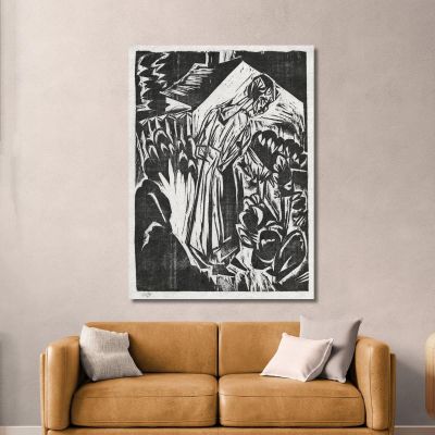 Woman In A Garden 1916 Ernst Ludwig Kirchner elk43 canvas print 