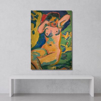 Girl In A Flowering Meadow Ernst Ludwig Kirchner elk58 canvas print 