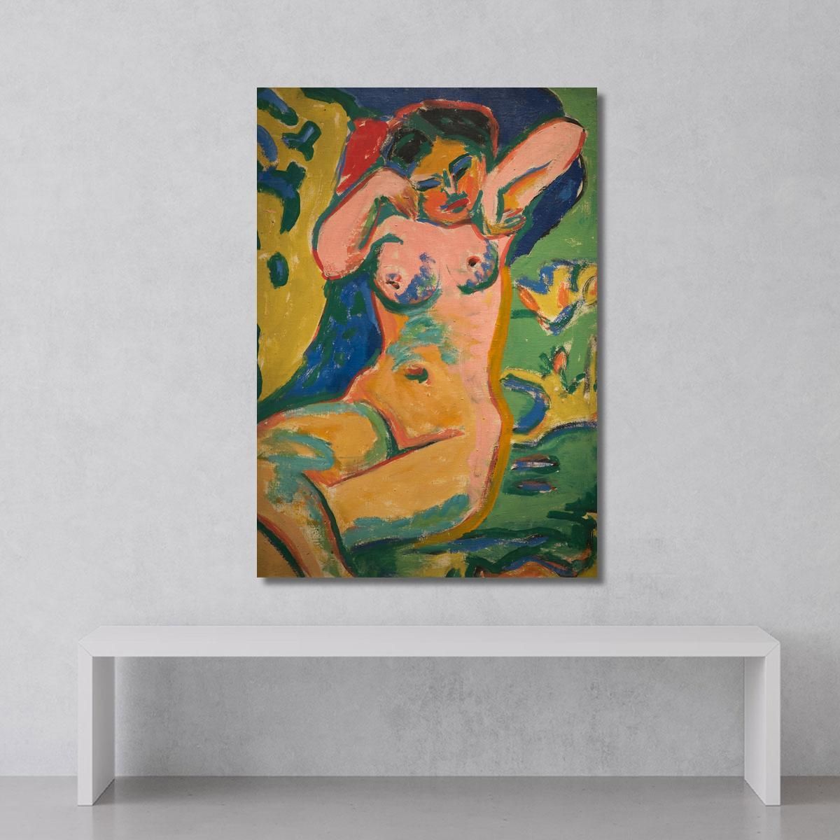 Girl In A Flowering Meadow Ernst Ludwig Kirchner elk58 canvas print 