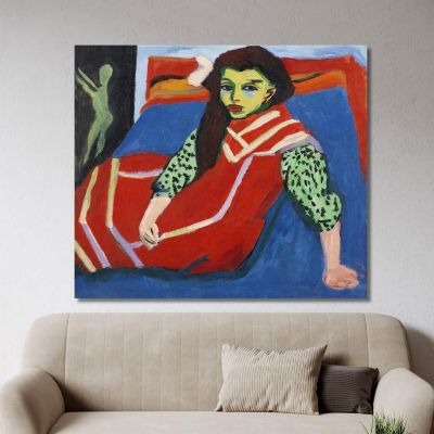 Seated Girl 1910 Ernst Ludwig Kirchner elk115 canvas print 