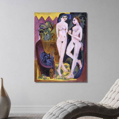 Two Nudes In A Room 1914 Ernst Ludwig Kirchner elk148 canvas print 