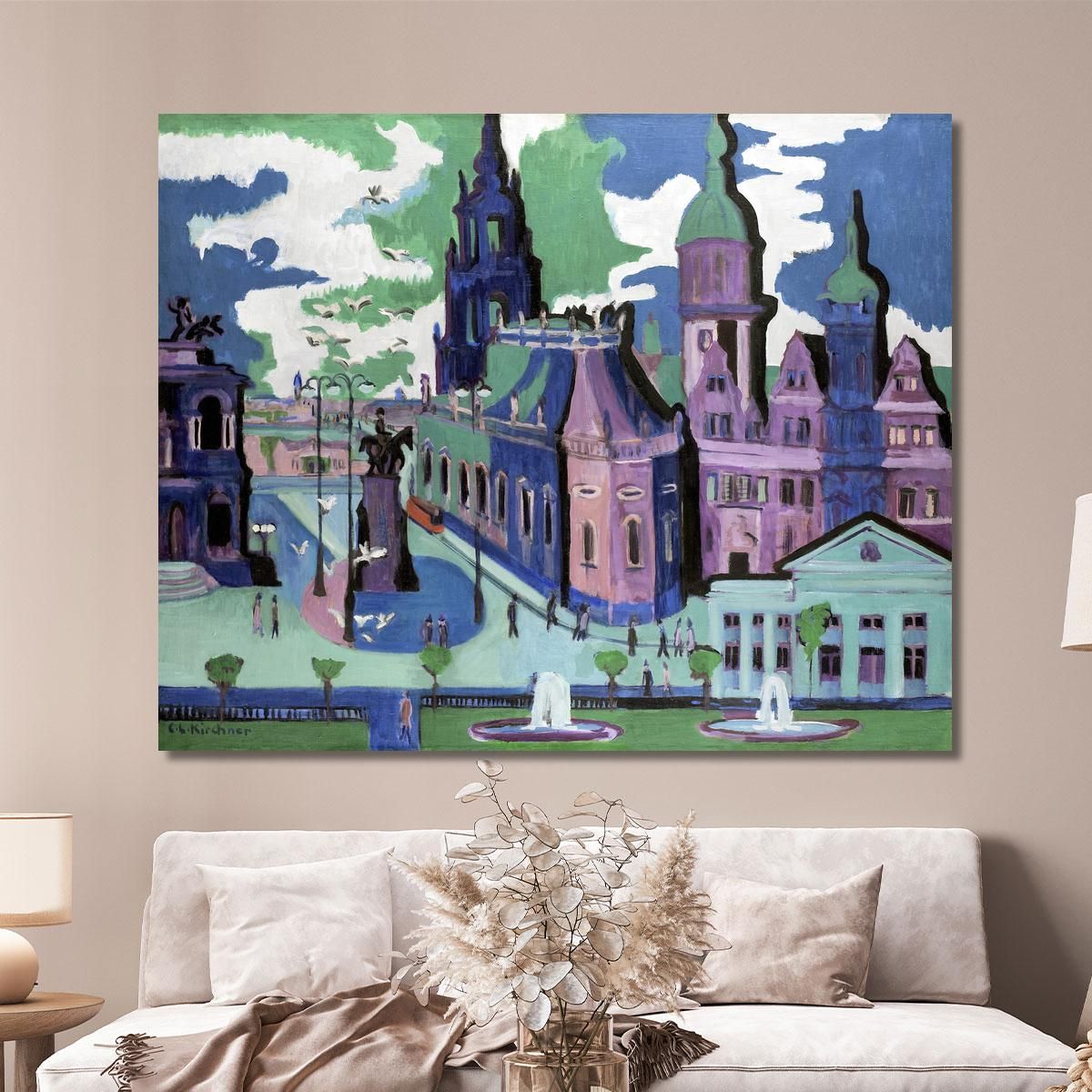 View Of Dresden Castle Square 1926 Ernst Ludwig Kirchner elk156 canvas print 