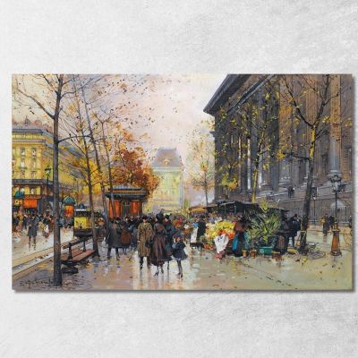 The Flower Market La Madeleine Eugène Galien-Laloue egl29 canvas print 