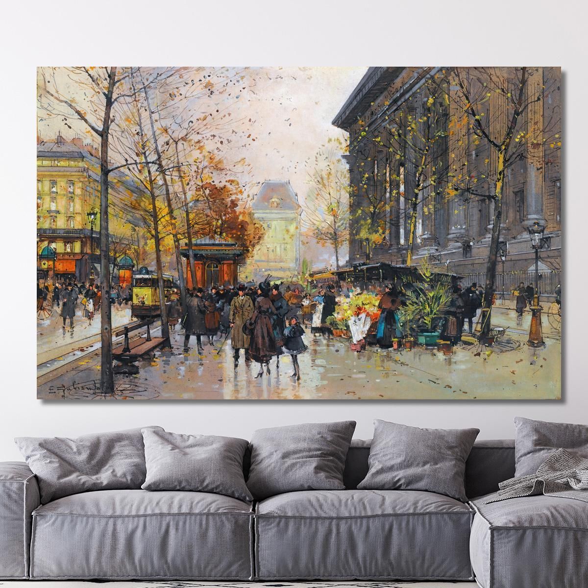 The Flower Market La Madeleine Eugène Galien-Laloue egl29 canvas print