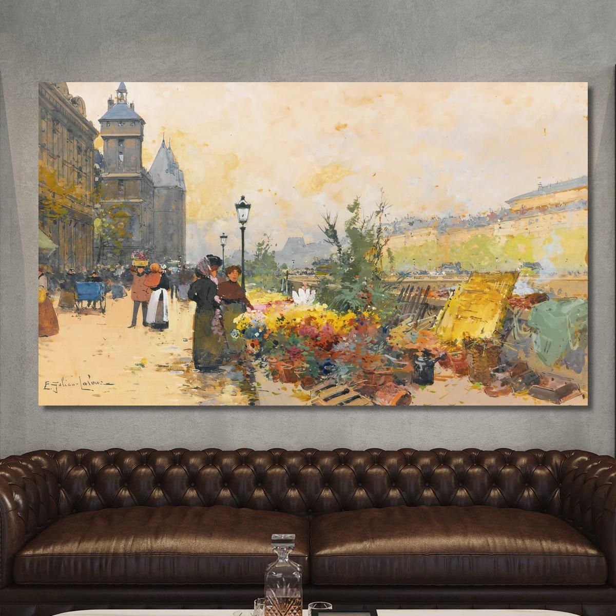 The Flower Market In The City Eugène Galien-Laloue egl31 canvas print 