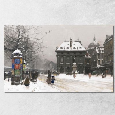 The Quays Of The Seine In Winter Eugène Galien-Laloue egl38 canvas print 