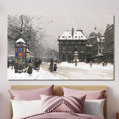 The Quays Of The Seine In Winter Eugène Galien-Laloue egl38 canvas print 