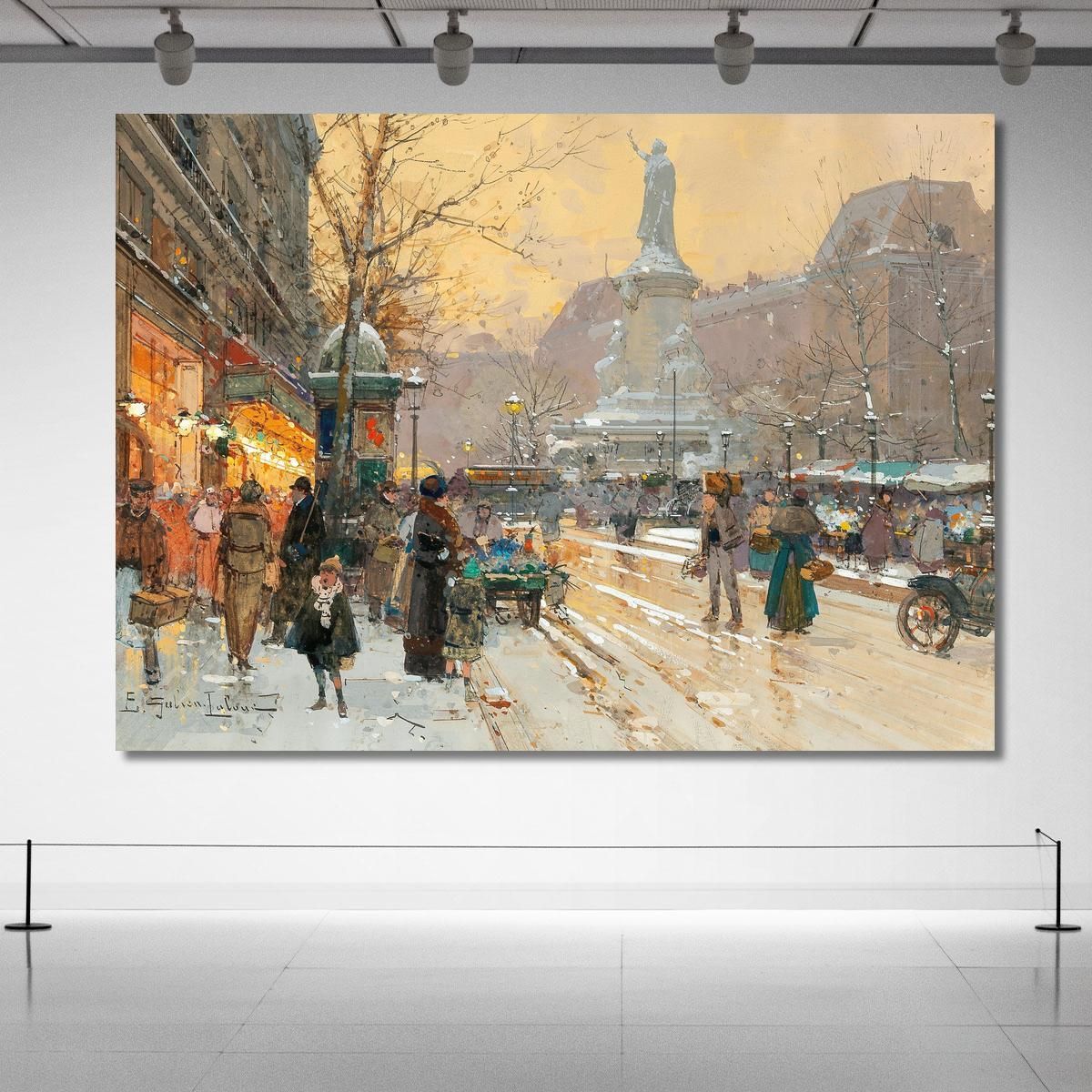 Paris Place De La Republique In The Rain Eugène Galien-Laloue egl49 canvas print 