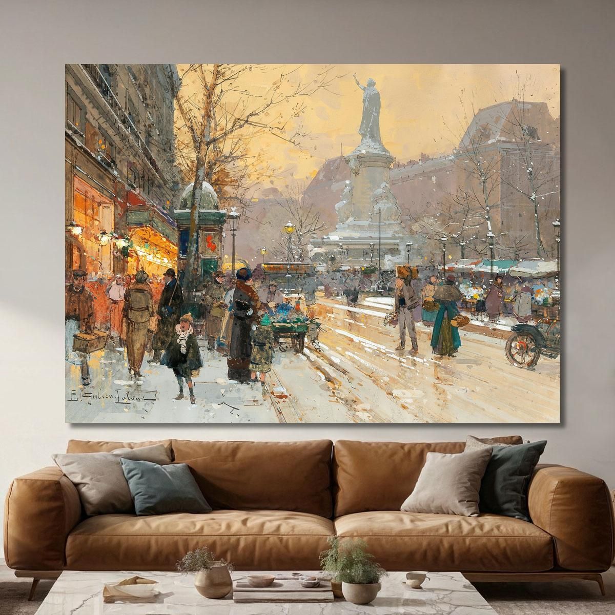 Paris Place De La Republique In The Rain Eugène Galien-Laloue egl49 canvas print 