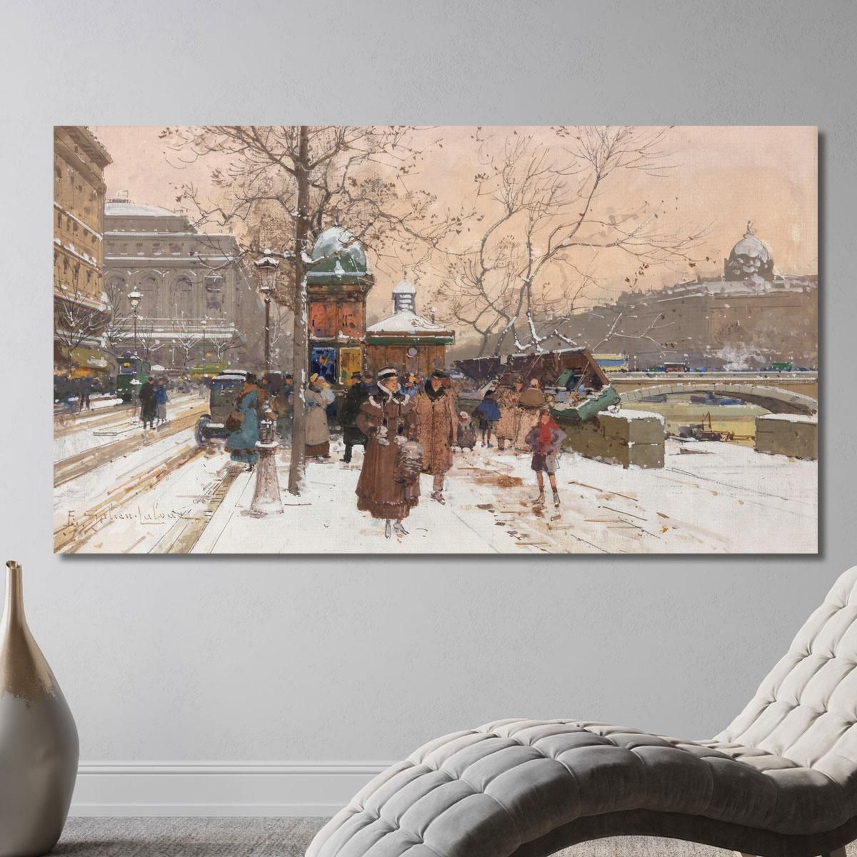 Tannery Quay Under Snow Eugène Galien-Laloue egl63 canvas print 