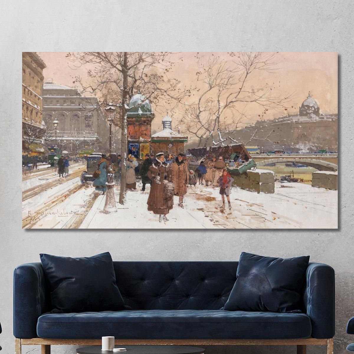 Tannery Quay Under Snow Eugène Galien-Laloue egl63 canvas print 