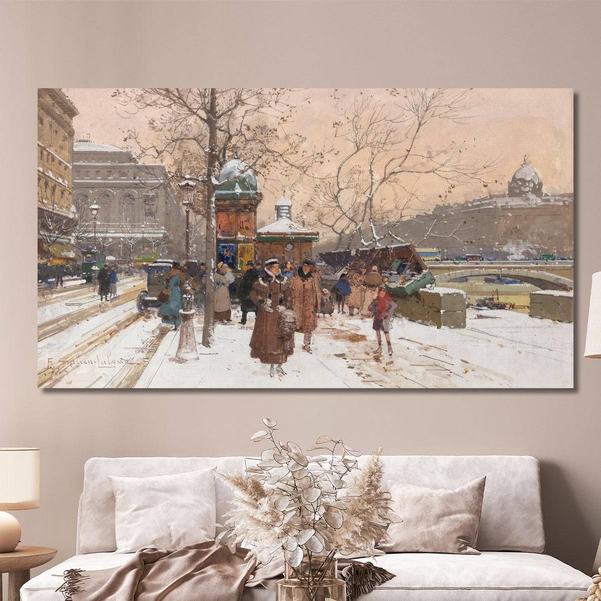 Tannery Quay Under Snow Eugène Galien-Laloue egl63 canvas print 