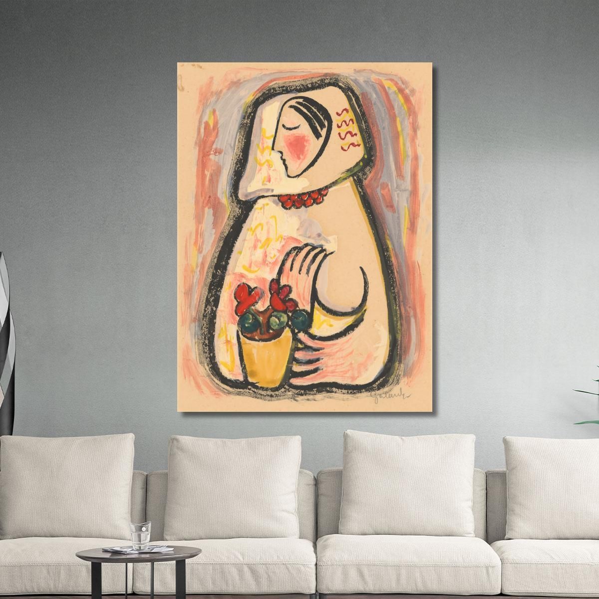 Girl With A Basket Of Flowers Mikuláš Galanda mgl35 canvas print 