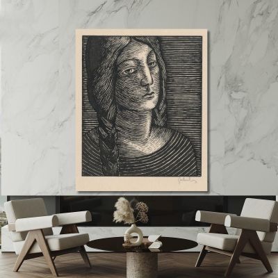 Head Of A Woman With Long Braids Mikuláš Galanda mgl44 canvas print 