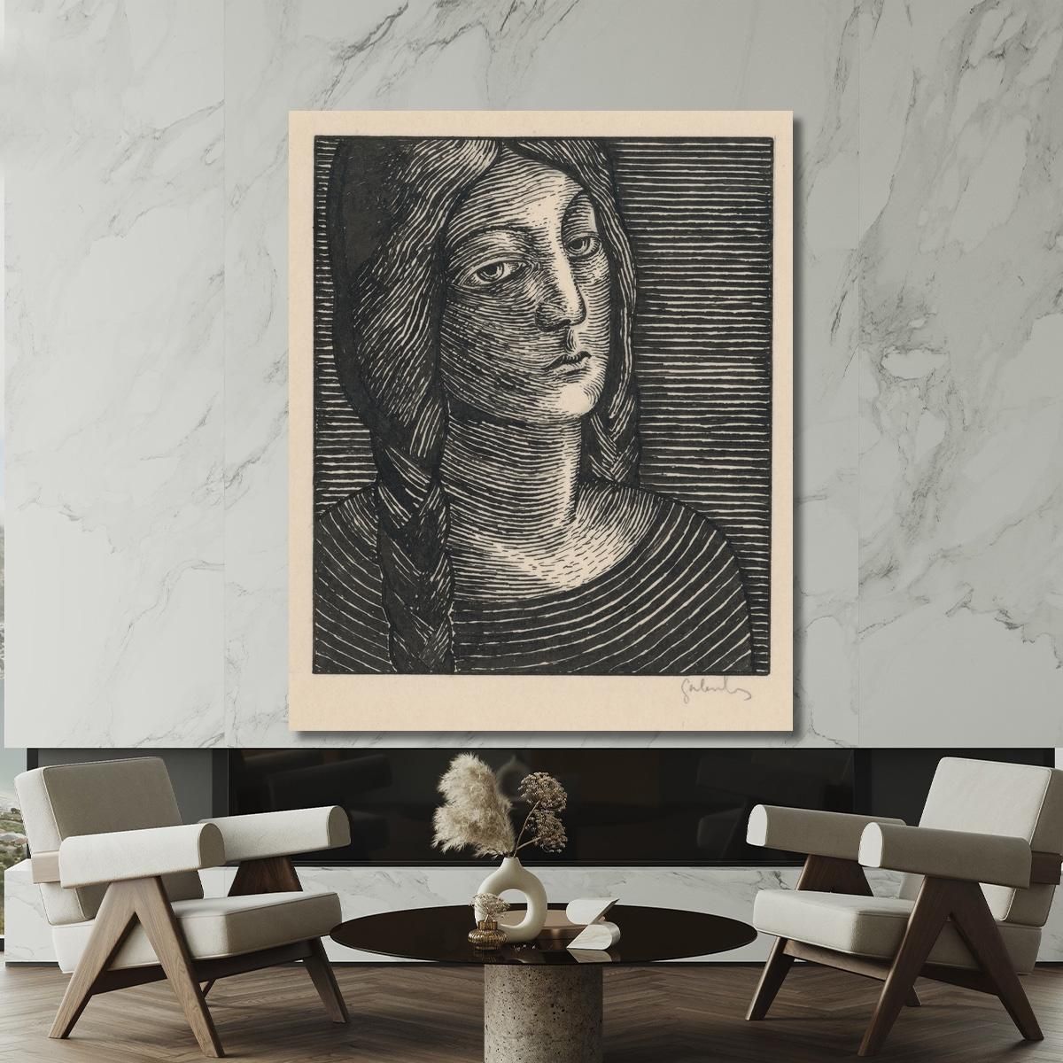 Head Of A Woman With Long Braids Mikuláš Galanda mgl44 canvas print 