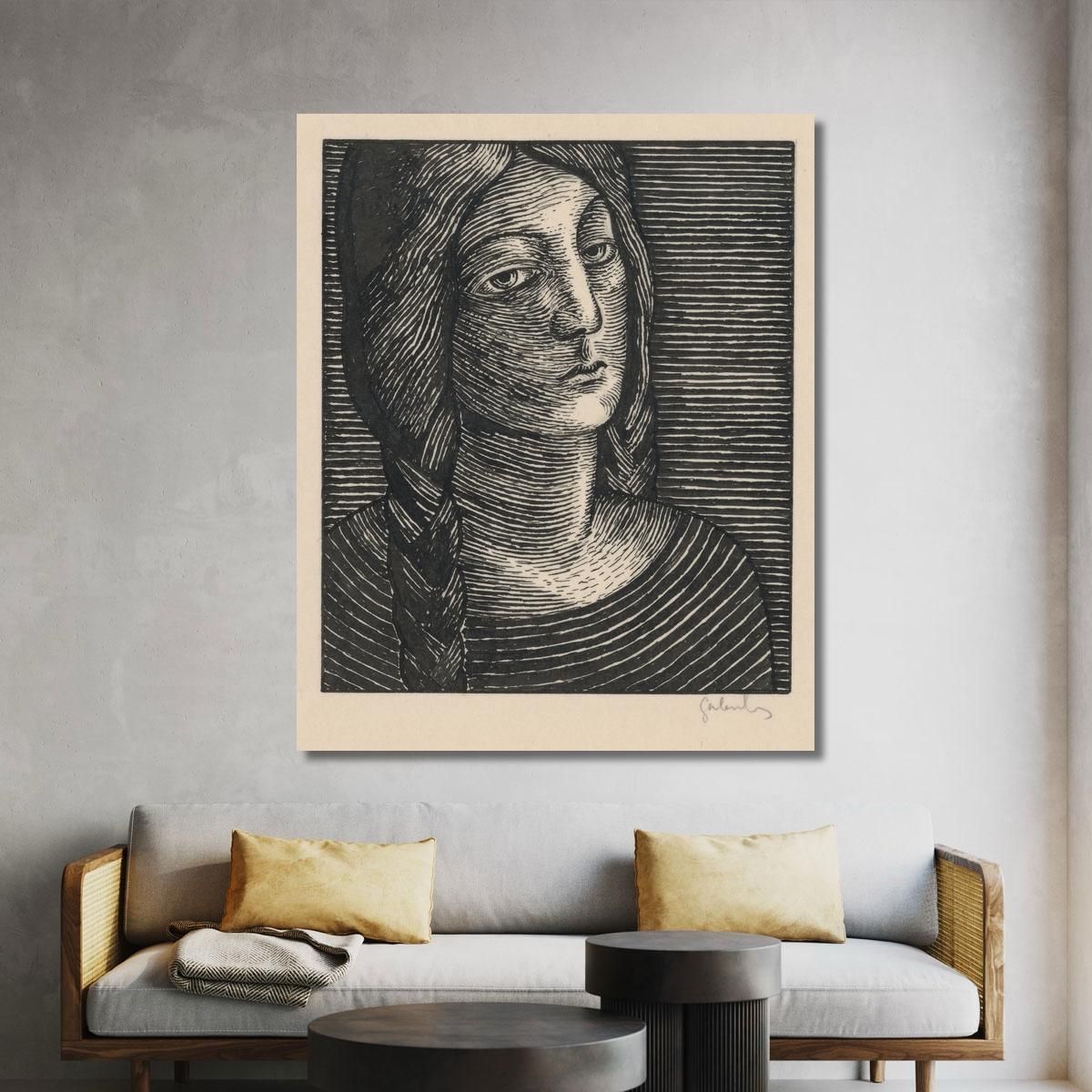 Head Of A Woman With Long Braids Mikuláš Galanda mgl44 canvas print 