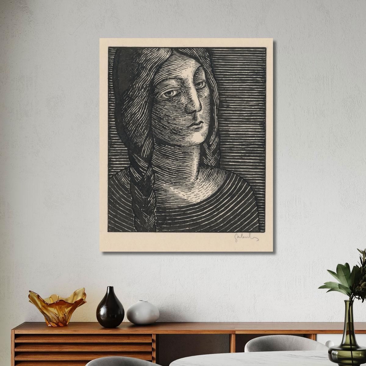 Head Of A Woman With Long Braids Mikuláš Galanda mgl44 canvas print 