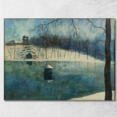 Ostend'S Leopold Park With The Pond And The Trinkhall Under The Snow Léon Spilliaert lsp72 canvas print 