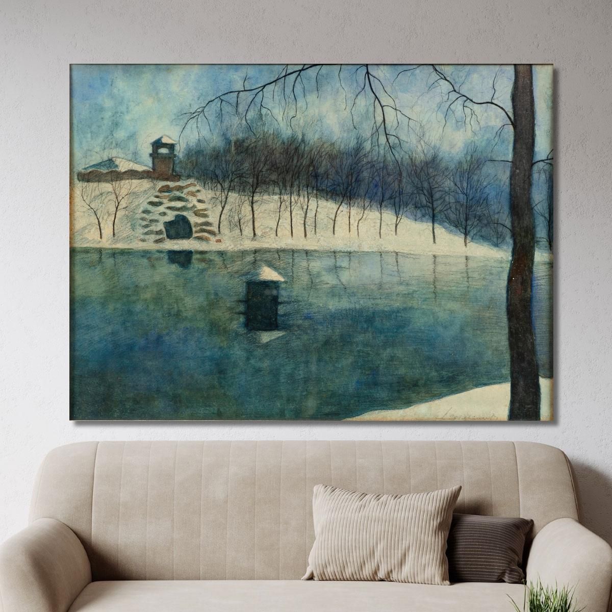 Ostend'S Leopold Park With The Pond And The Trinkhall Under The Snow Léon Spilliaert lsp72 canvas print 