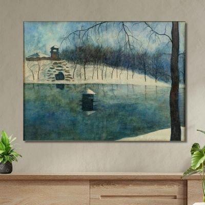 Ostend'S Leopold Park With The Pond And The Trinkhall Under The Snow Léon Spilliaert lsp72 canvas print 