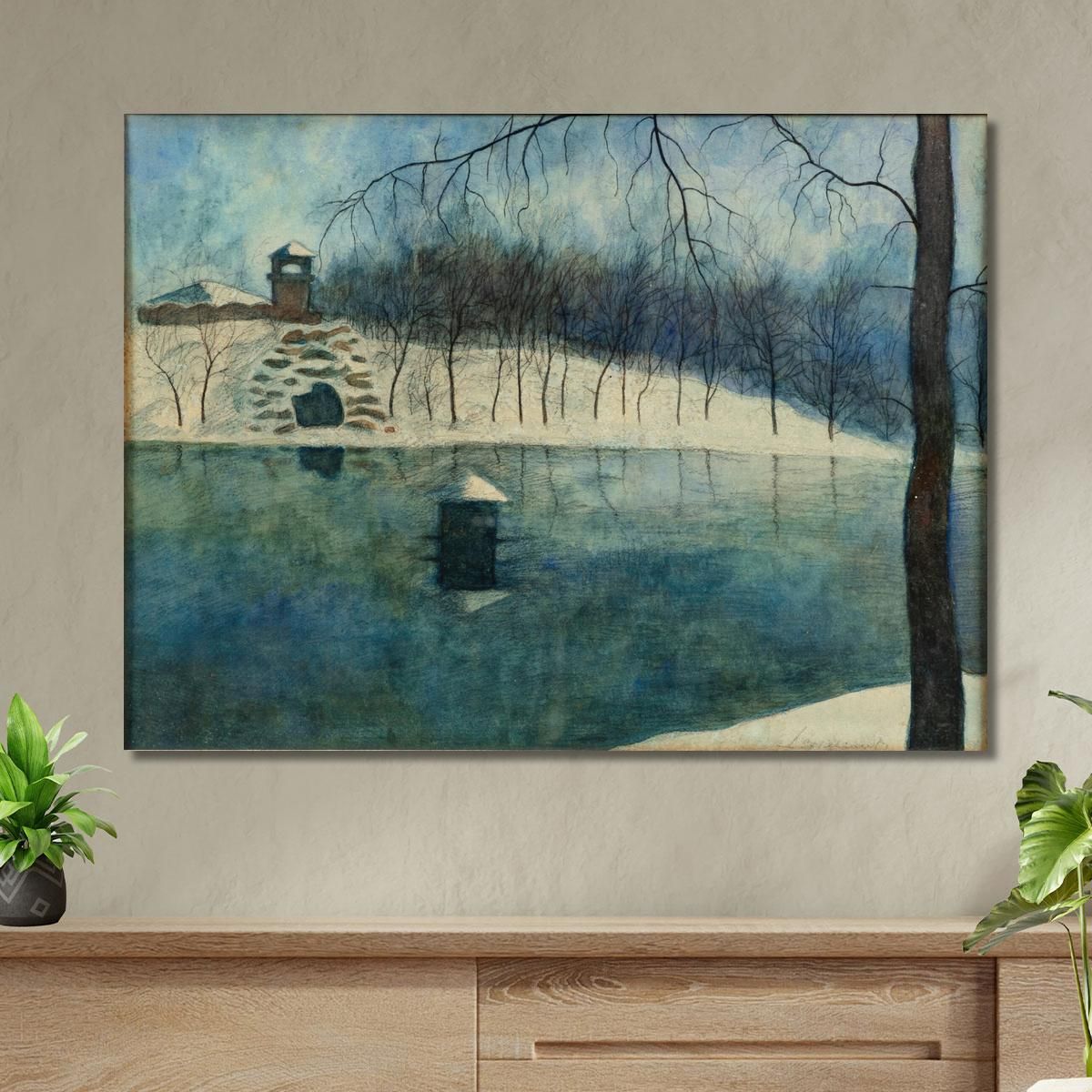 Ostend'S Leopold Park With The Pond And The Trinkhall Under The Snow Léon Spilliaert lsp72 canvas print 