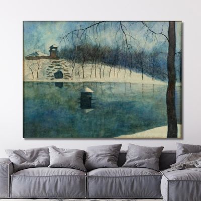Ostend'S Leopold Park With The Pond And The Trinkhall Under The Snow Léon Spilliaert lsp72 canvas print 
