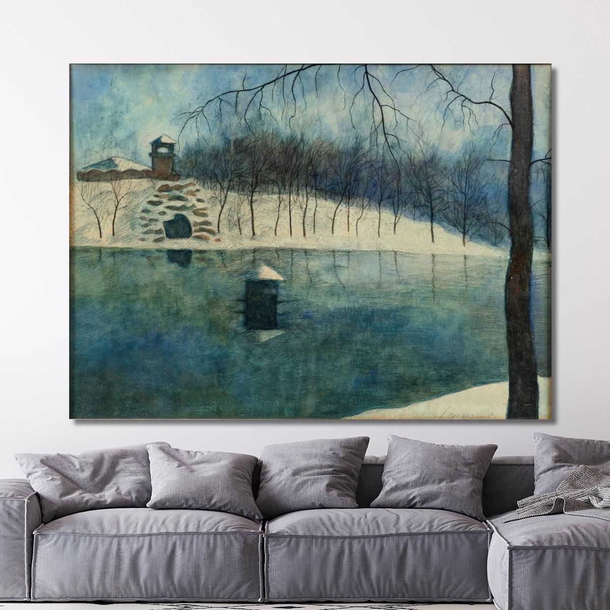 Ostend'S Leopold Park With The Pond And The Trinkhall Under The Snow Léon Spilliaert lsp72 canvas print 