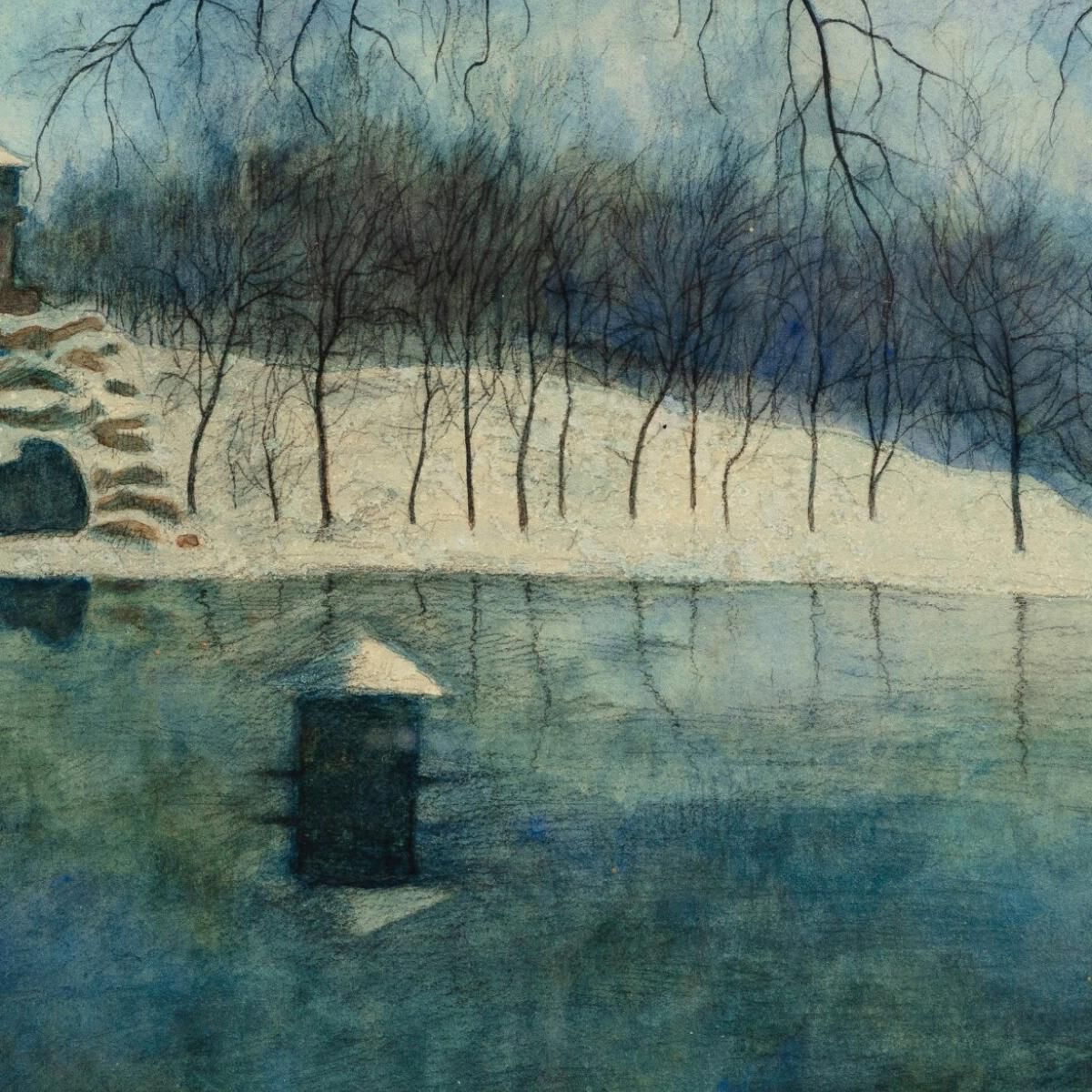 Ostend'S Leopold Park With The Pond And The Trinkhall Under The Snow Léon Spilliaert lsp72 canvas print