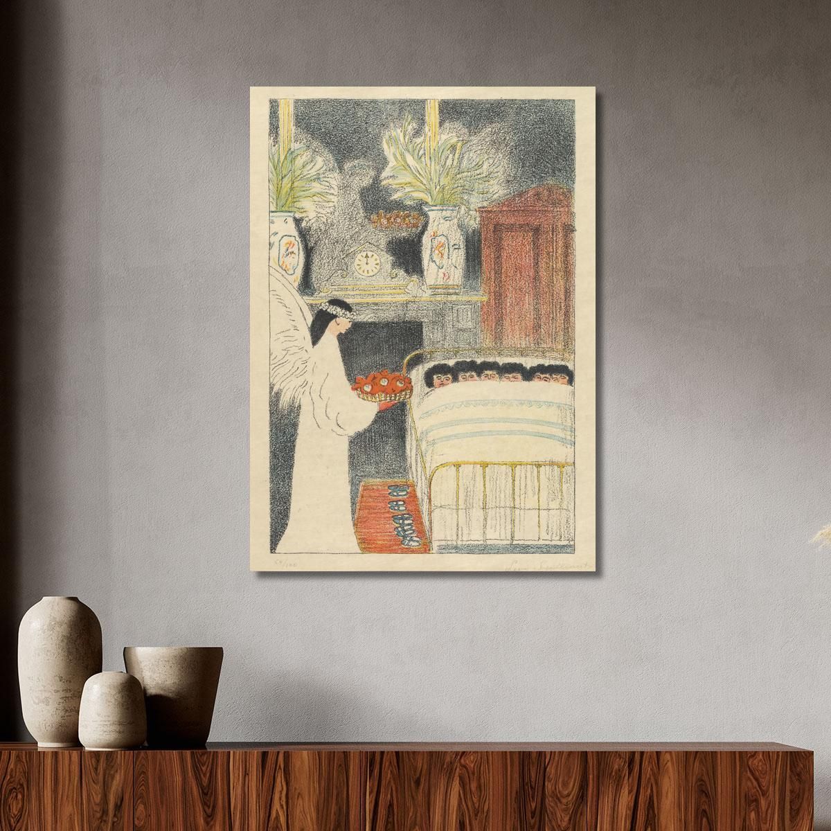 The Six Little Girls Receive A Visit From The Toy Angel Léon Spilliaert lsp77 canvas print 