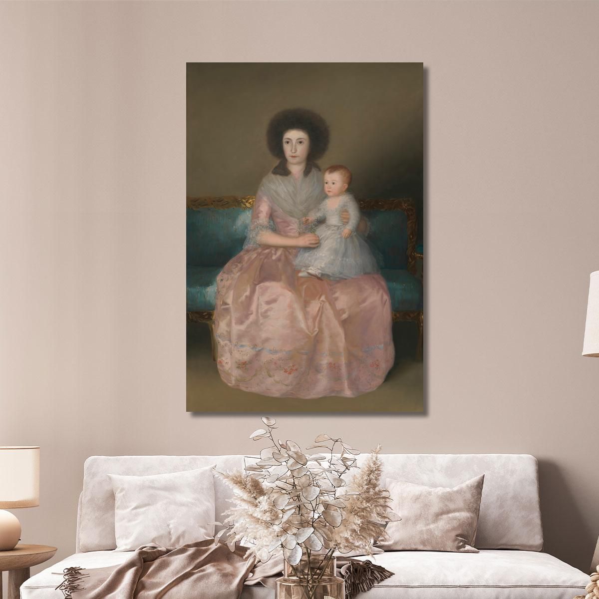 Countess Of Altamira And Her Daughter María Agustina Francisco de Goya fgy11 canvas print 