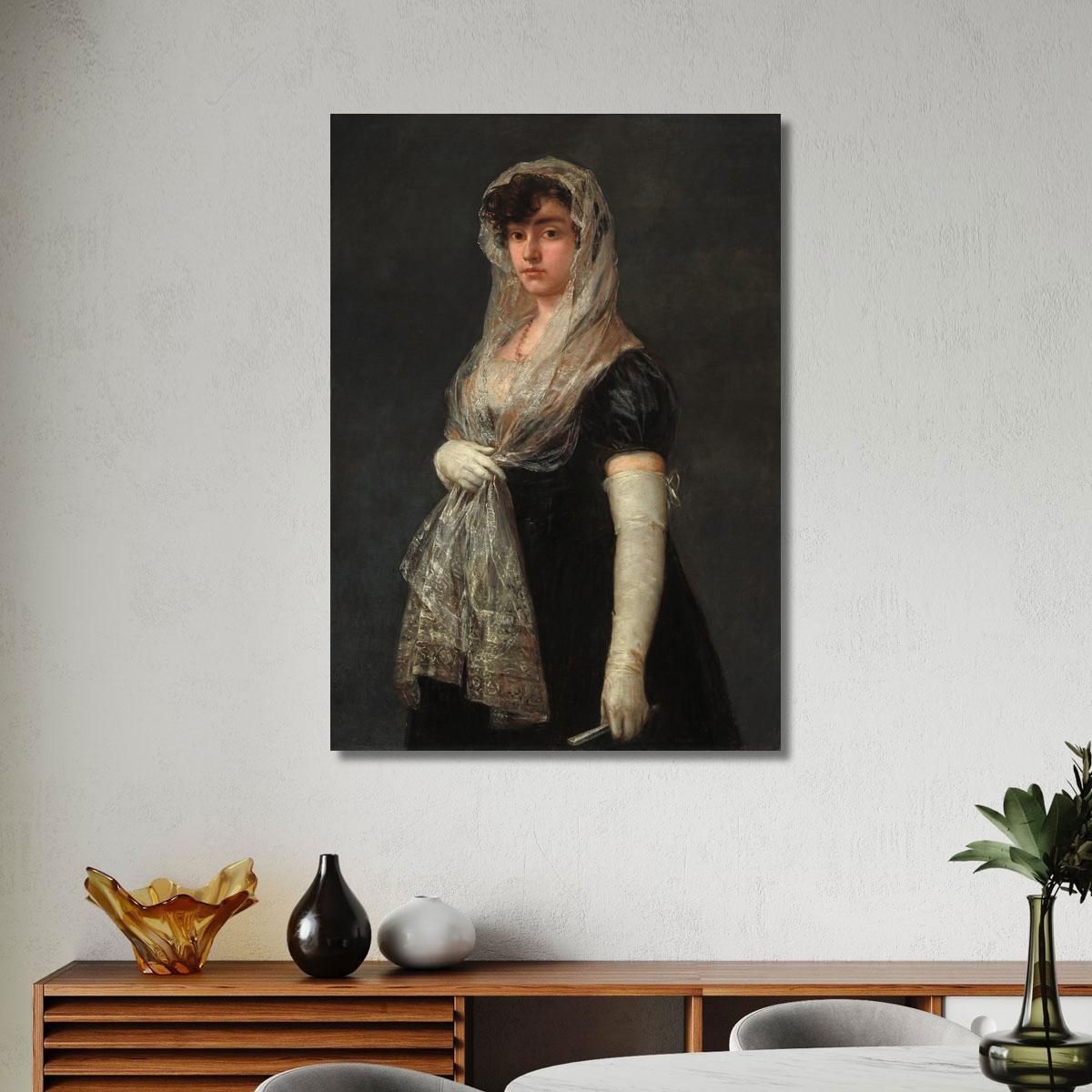 Young Lady Wearing A Mantilla And Basquina Francisco de Goya fgy75 canvas print 