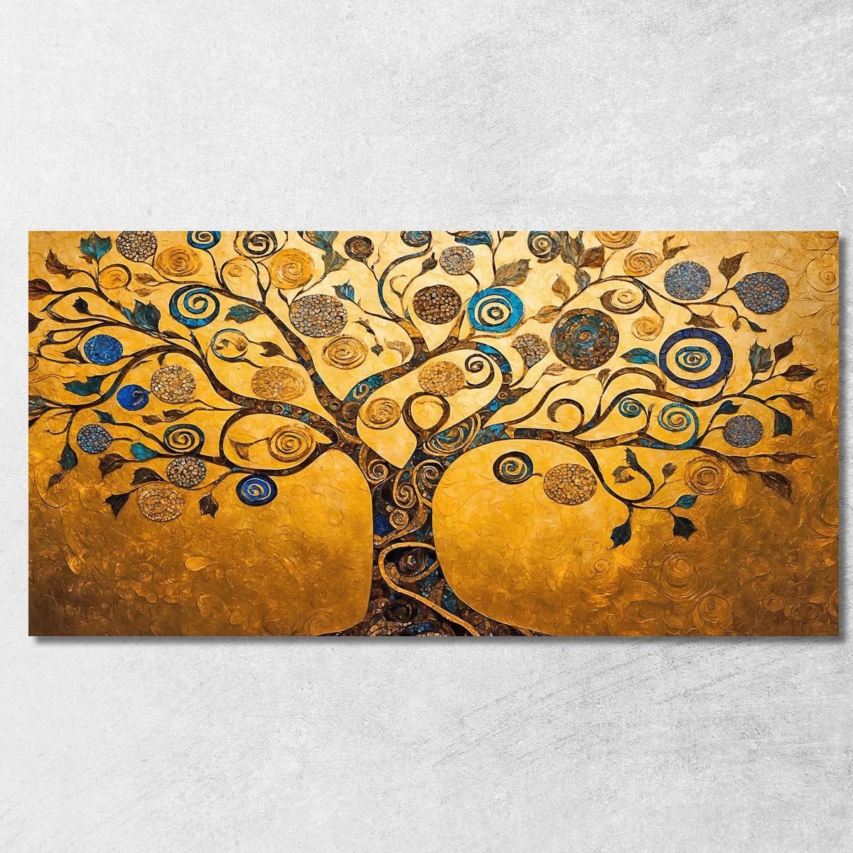 Tree Of Life Gold And Blue Spirals Painting avt4 canvas print 