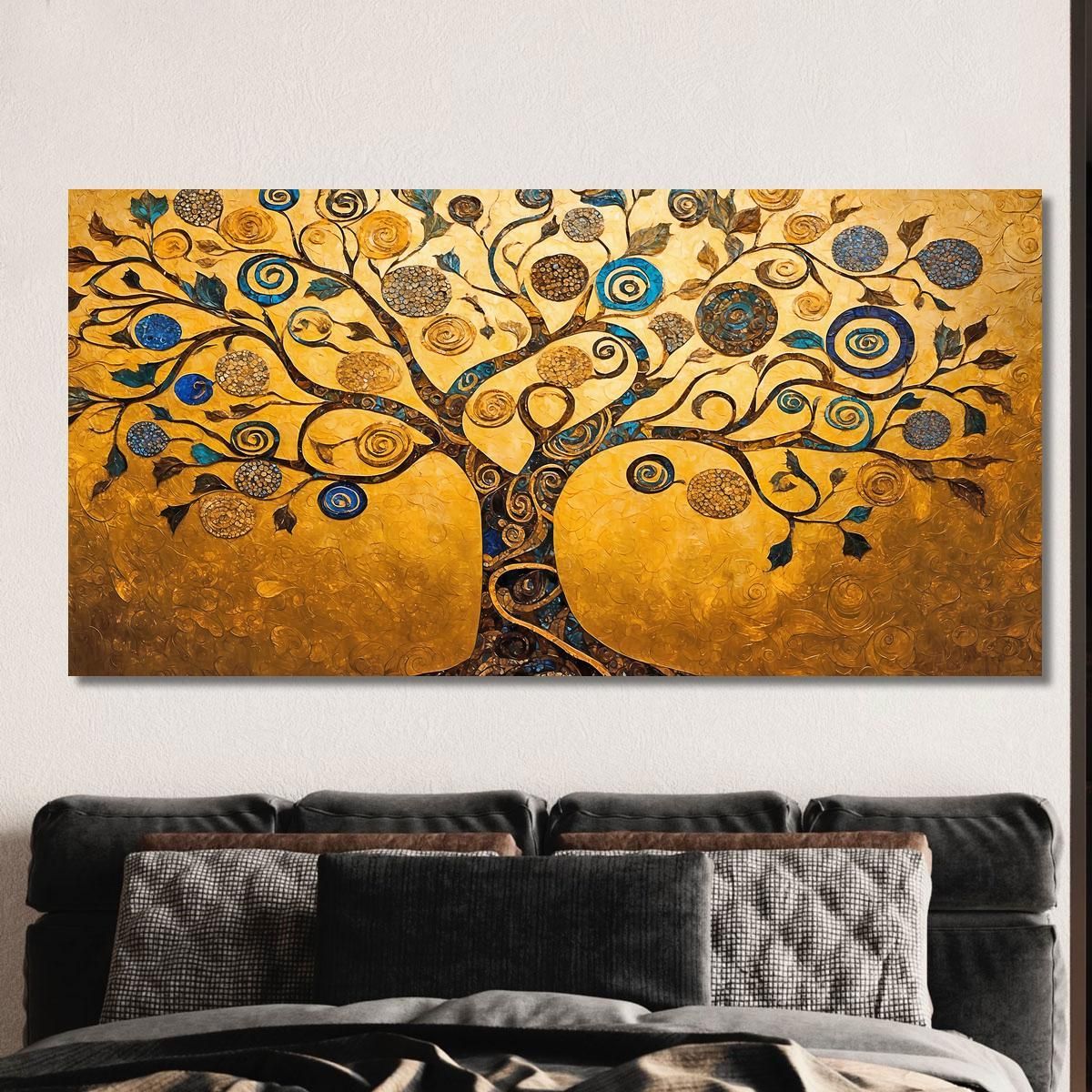 Tree Of Life Gold And Blue Spirals Painting avt4 canvas print 