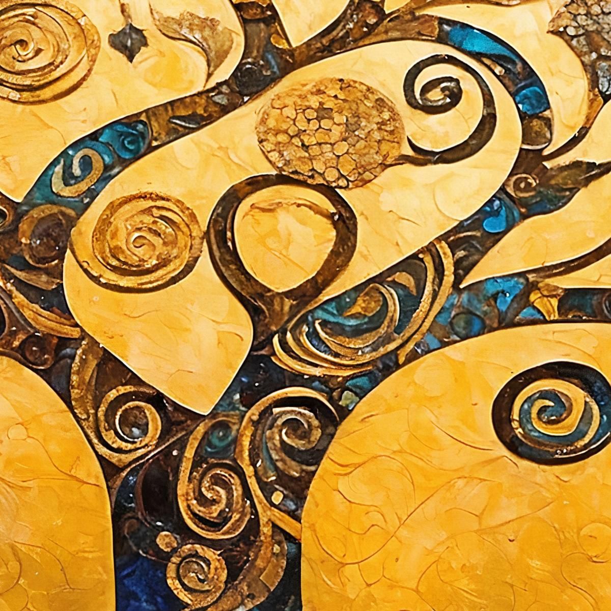 Tree Of Life Gold And Blue Spirals Painting avt4 canvas print