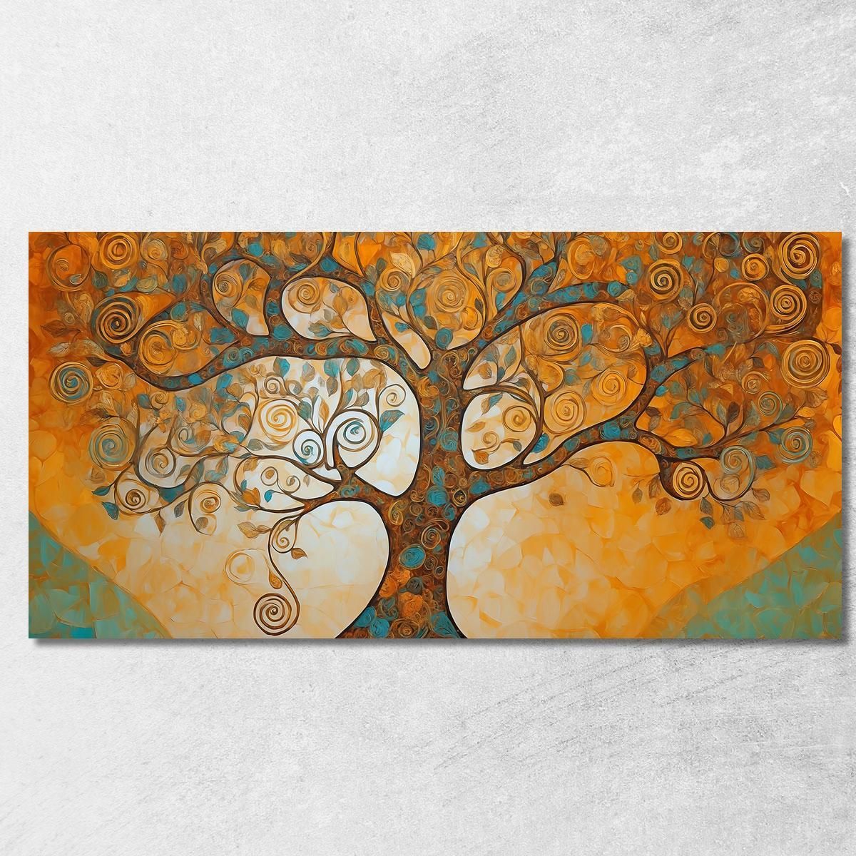 Tree Of Life Painting Warm Tones And Spirals avt5 canvas print 