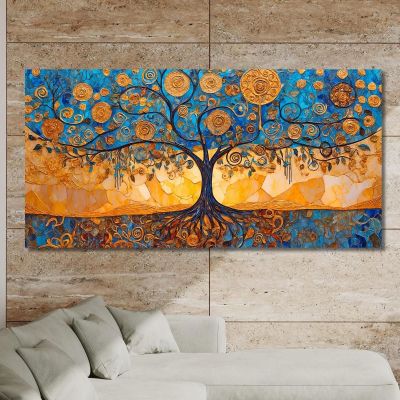Tree Of Life Blue And Gold Spirals Painting avt6 canvas print 
