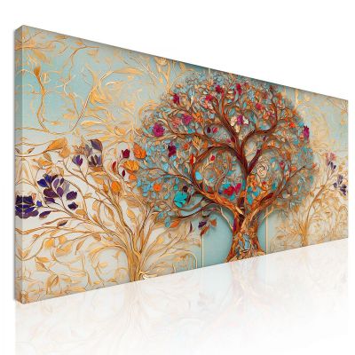 Tree Of Life Painting Flowers And Colorful Leaves avt8 canvas print 