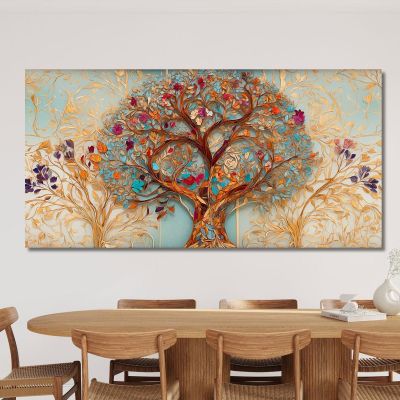 Tree Of Life Painting Flowers And Colorful Leaves avt8 canvas print 