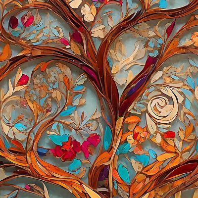 Tree Of Life Painting Flowers And Colorful Leaves avt8 canvas print