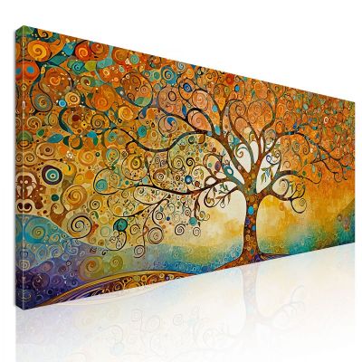 Tree Of Life Sunset Painting With Abstract Patterns avt10 canvas print 