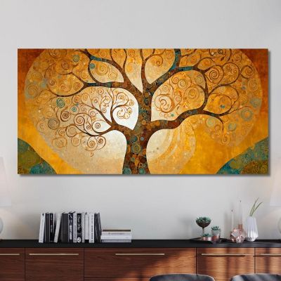 Tree Of Life Gold Spirals Painting avt12 canvas print 