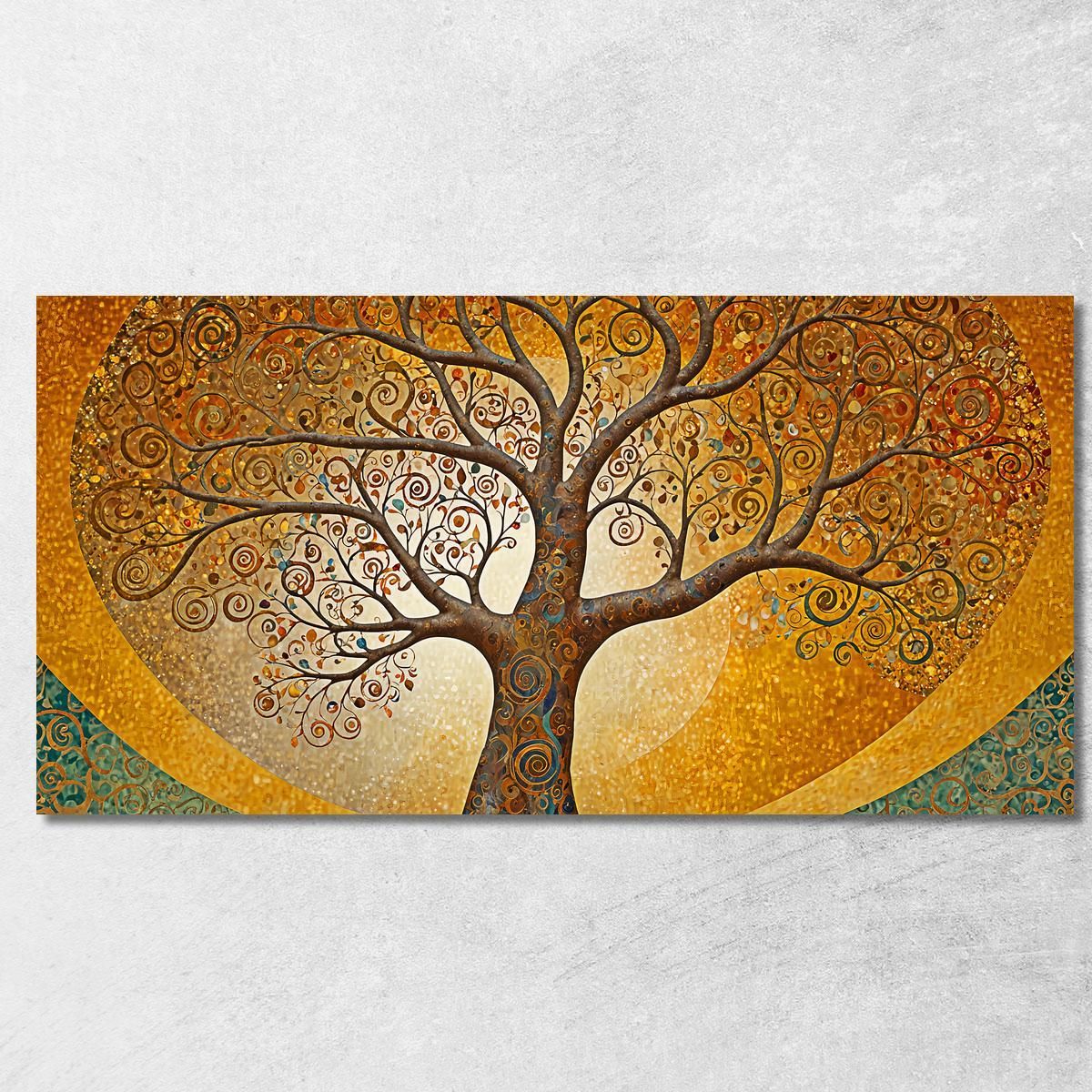 Tree Of Life Painting Gold Circles And Abstract Background avt15 canvas print 