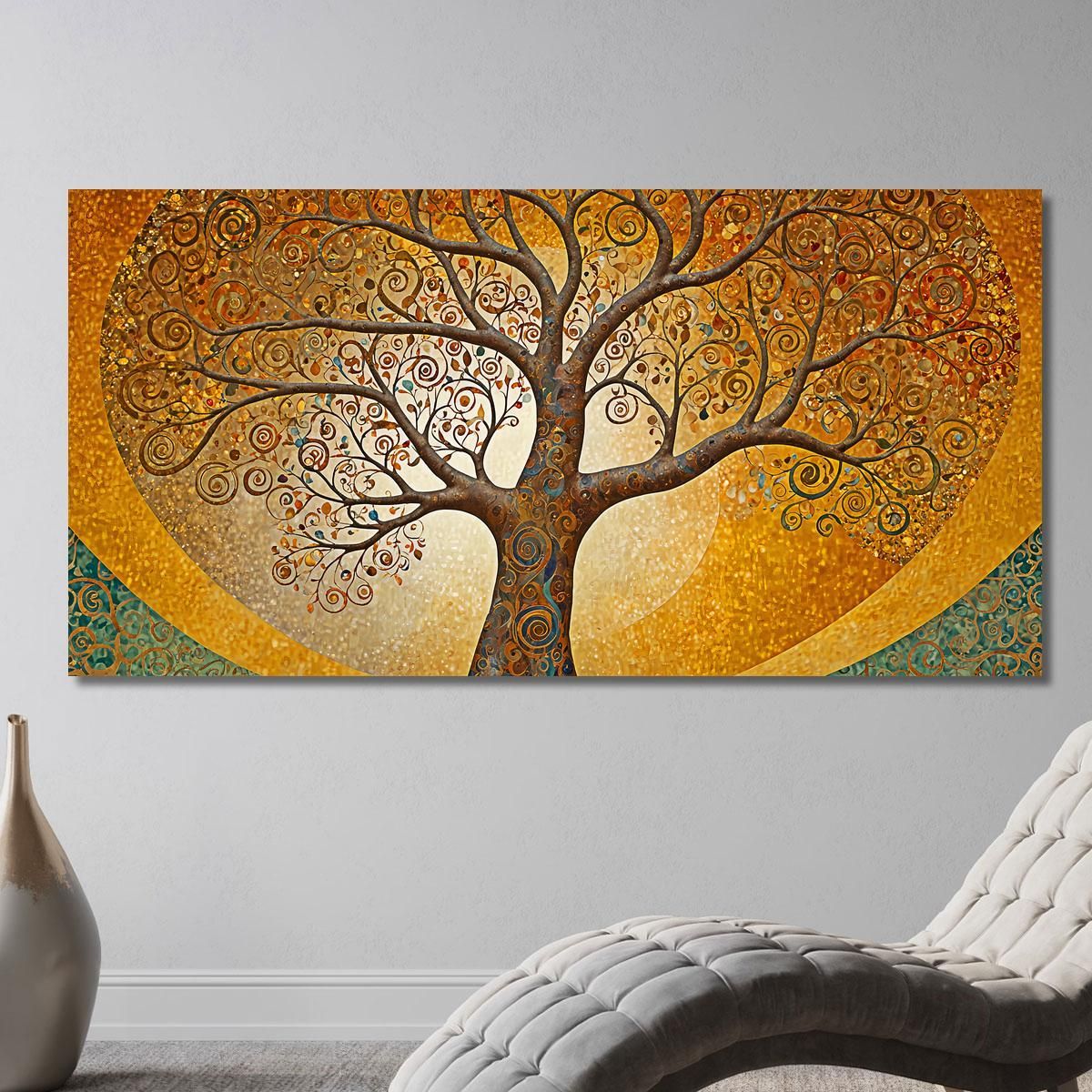 Tree Of Life Painting Gold Circles And Abstract Background avt15 canvas print 