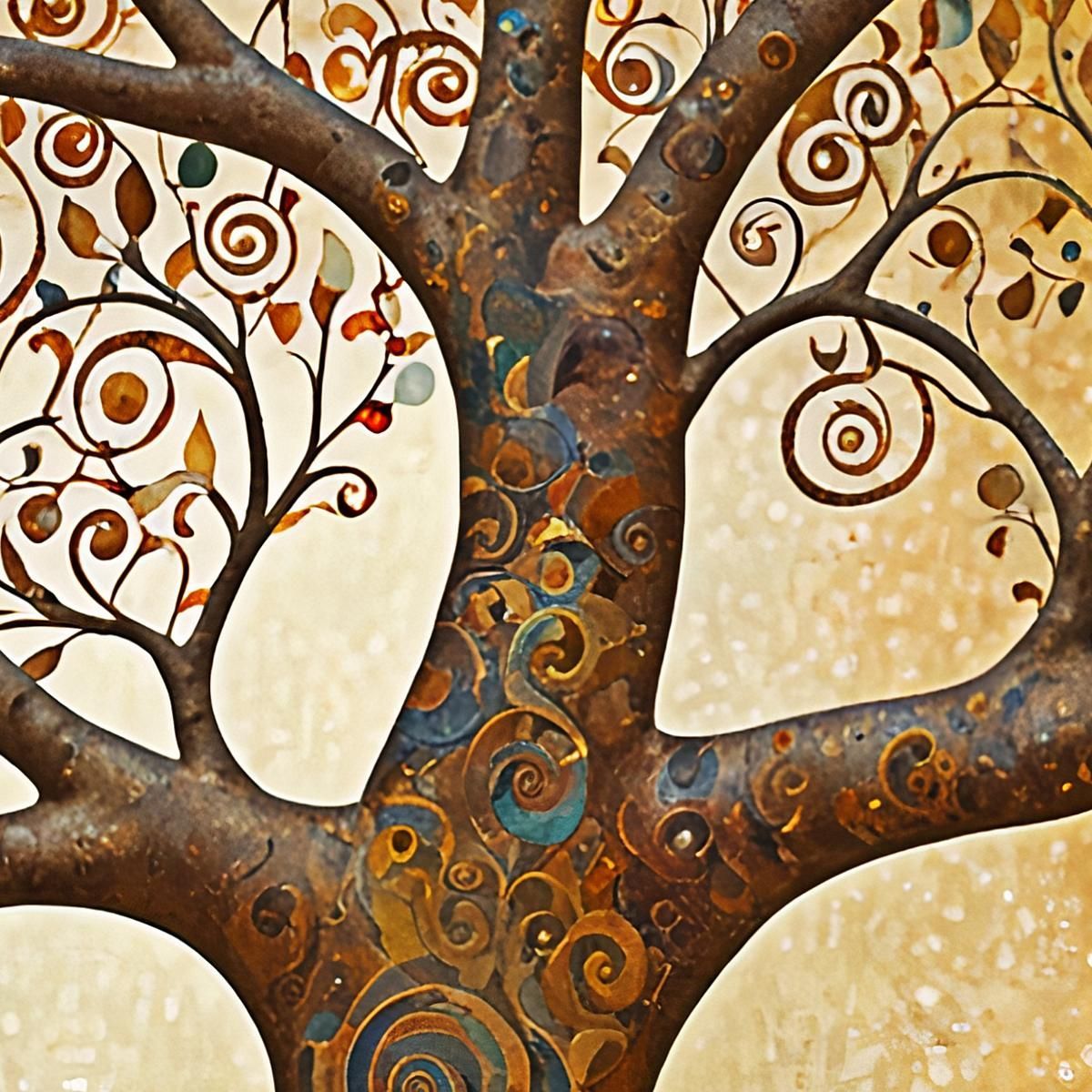 Tree Of Life Painting Gold Circles And Abstract Background avt15 canvas print